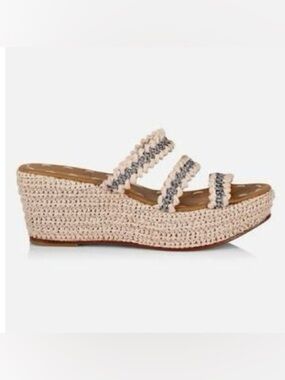 Carrie Forbes x LoveShackFancy Said Wedge Sandals Woven Raffia Size 37